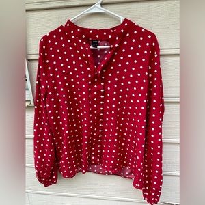 Red Polka Dot Long Sleeve Short
